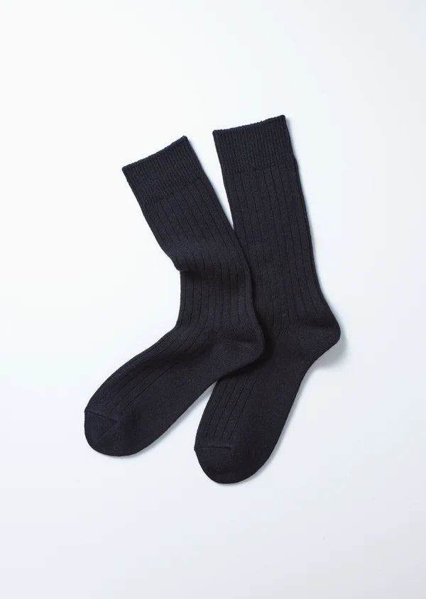 ROTOTO  COTTON WOOL RIBBED CREW SOCKS