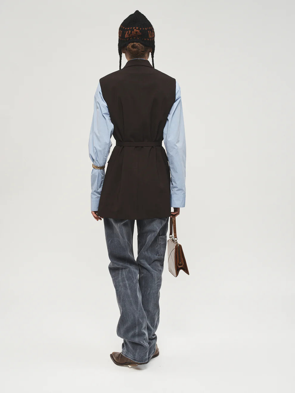 6397 SLEEVELESS BLAZER IN CHARCOAL