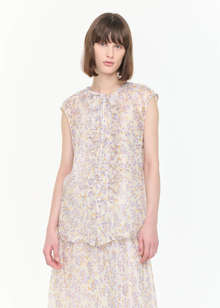 PLAN C SILK CHIFFON TOP