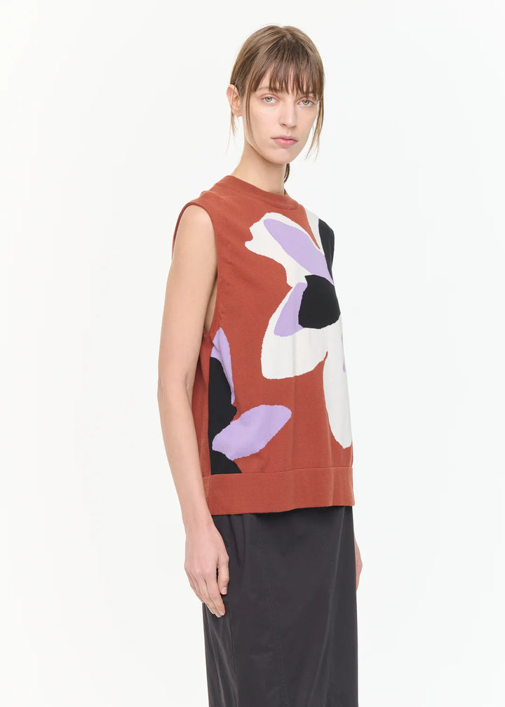 PLAN C FLOWER INTARSIA COTTON VEST