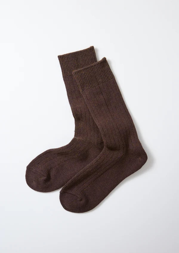 ROTOTO COTTON WOOL RIBBED CREW SOCKS