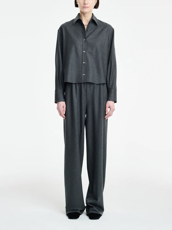 MARIA MCMANUS BUTOON SLEEVE CROP SHIRT