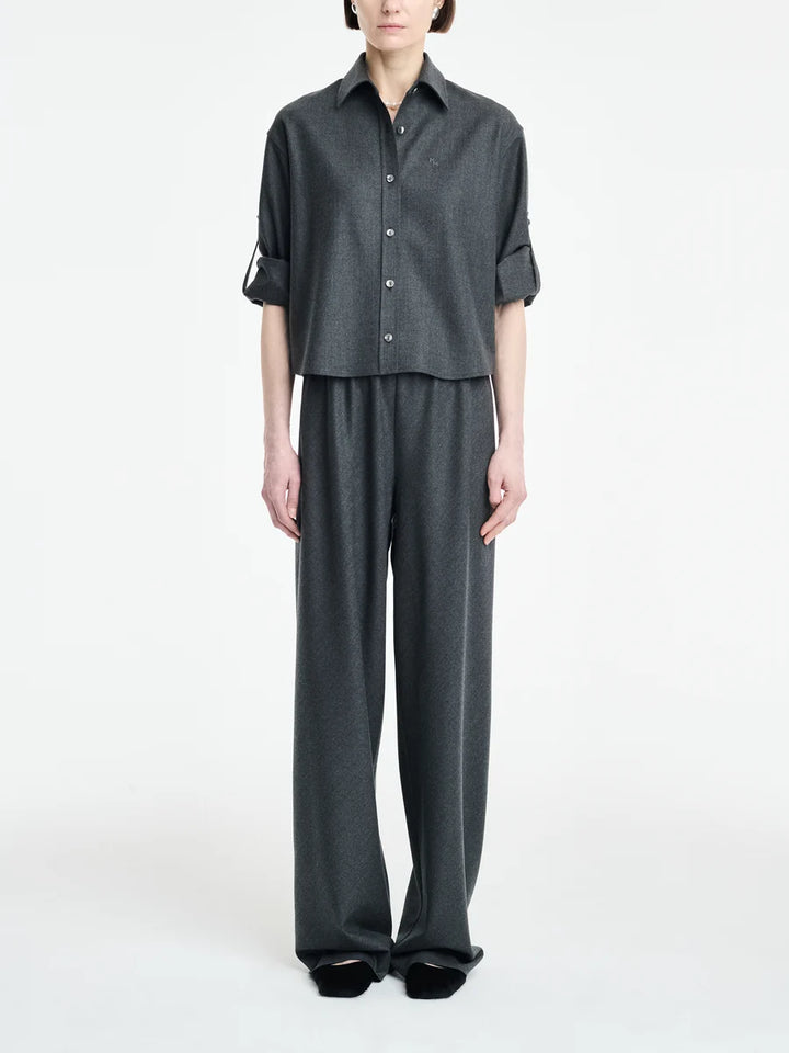 MARIA MCMANUS BUTOON SLEEVE CROP SHIRT