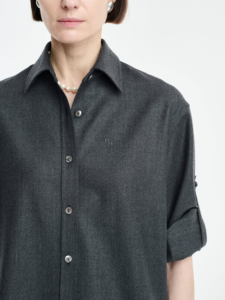 MARIA MCMANUS BUTOON SLEEVE CROP SHIRT