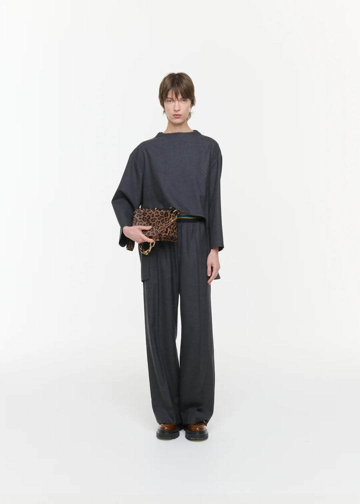 PLAN C ASYMMETRIC WOOL TWILL TUNIC SHIRT