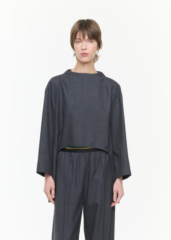 PLAN C ASYMMETRIC WOOL TWILL TUNIC SHIRT