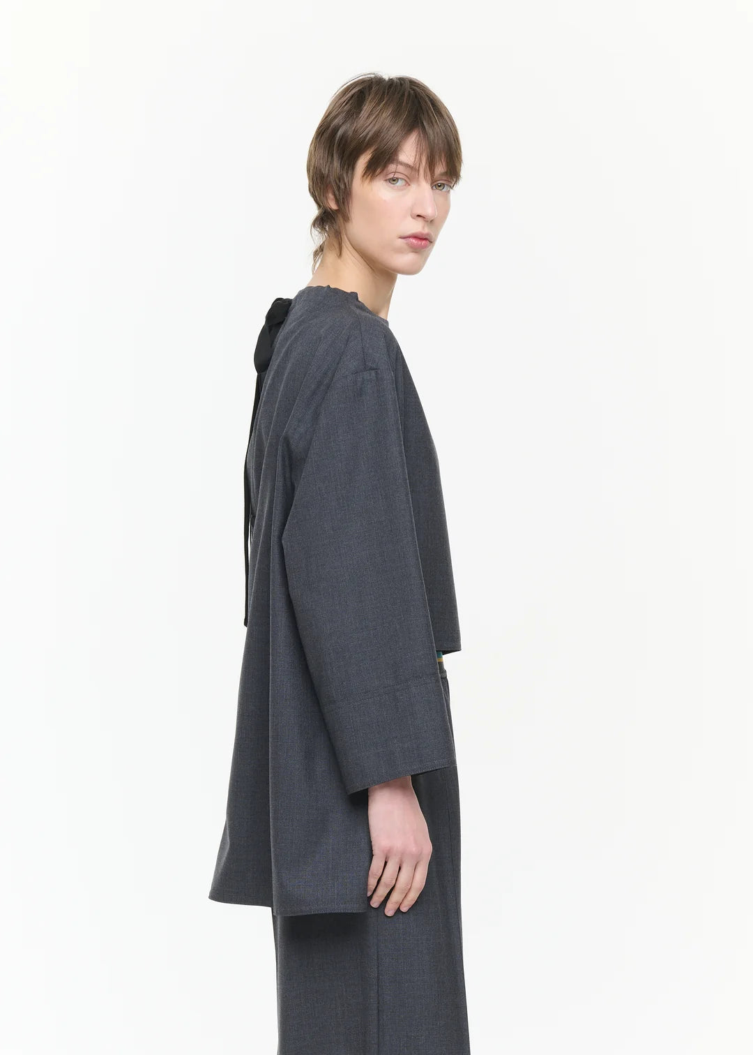 PLAN C ASYMMETRIC WOOL TWILL TUNIC SHIRT