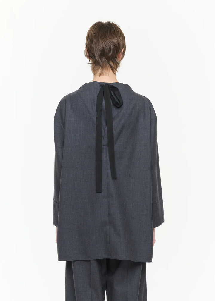 PLAN C ASYMMETRIC WOOL TWILL TUNIC SHIRT