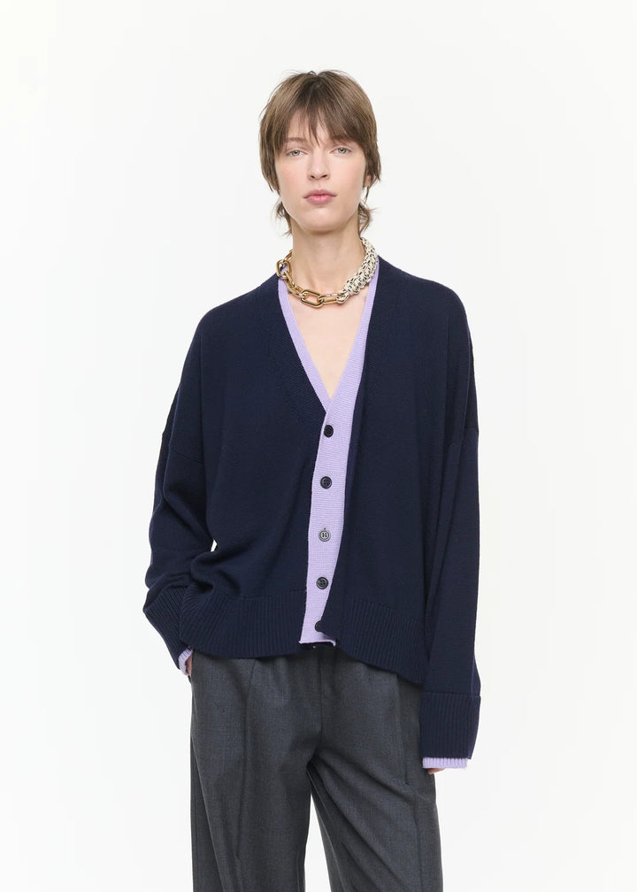 PLAN C SOFT WOOL BLUE LILAC CARDIGAN