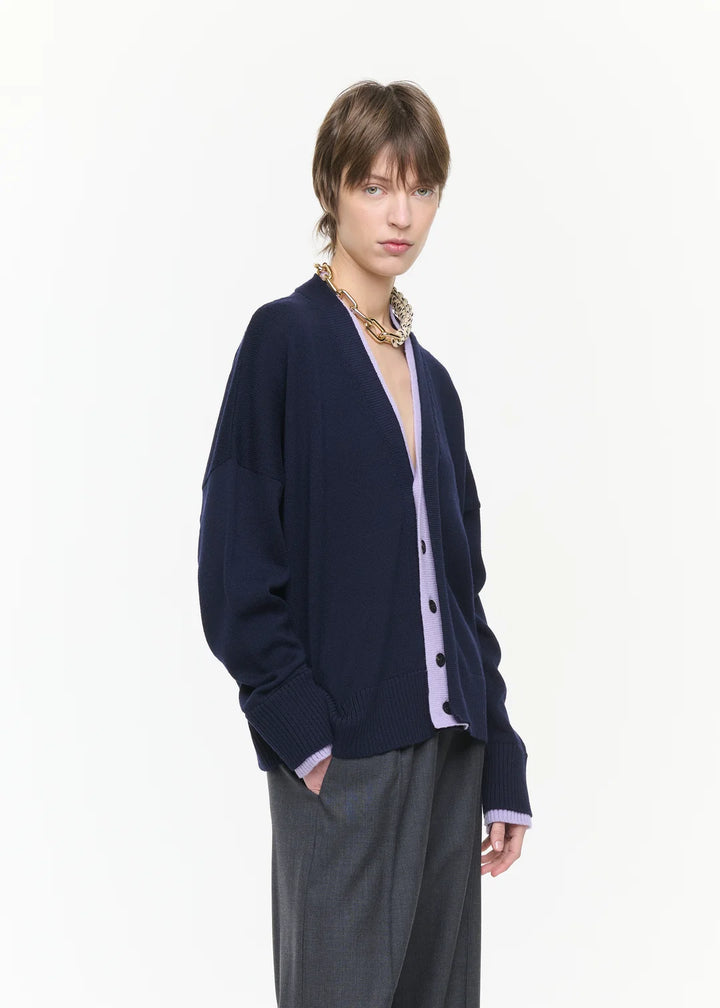 PLAN C SOFT WOOL BLUE LILAC CARDIGAN