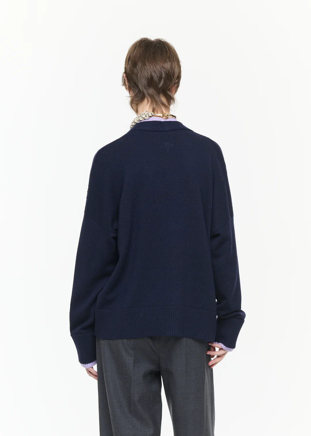 PLAN C SOFT WOOL BLUE LILAC CARDIGAN
