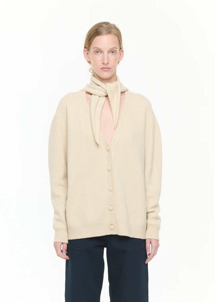 PLAN C CREME CARDIGAN WITH SHAWL