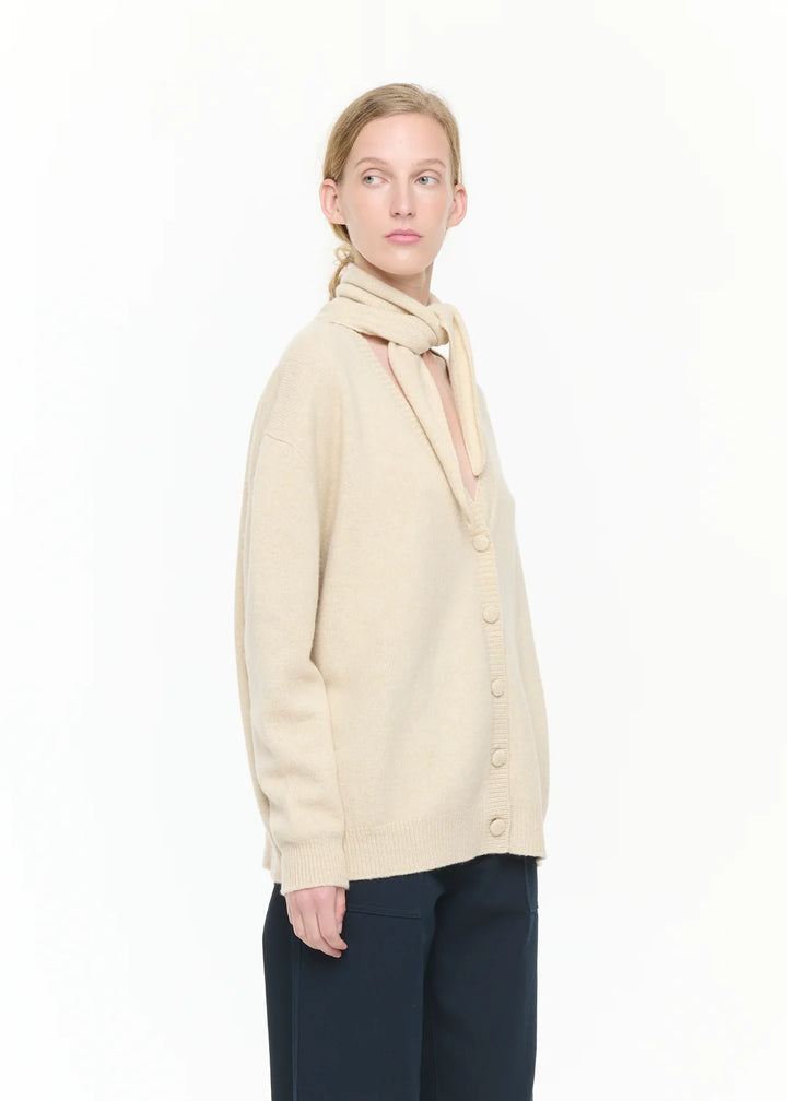 PLAN C CREME CARDIGAN WITH SHAWL