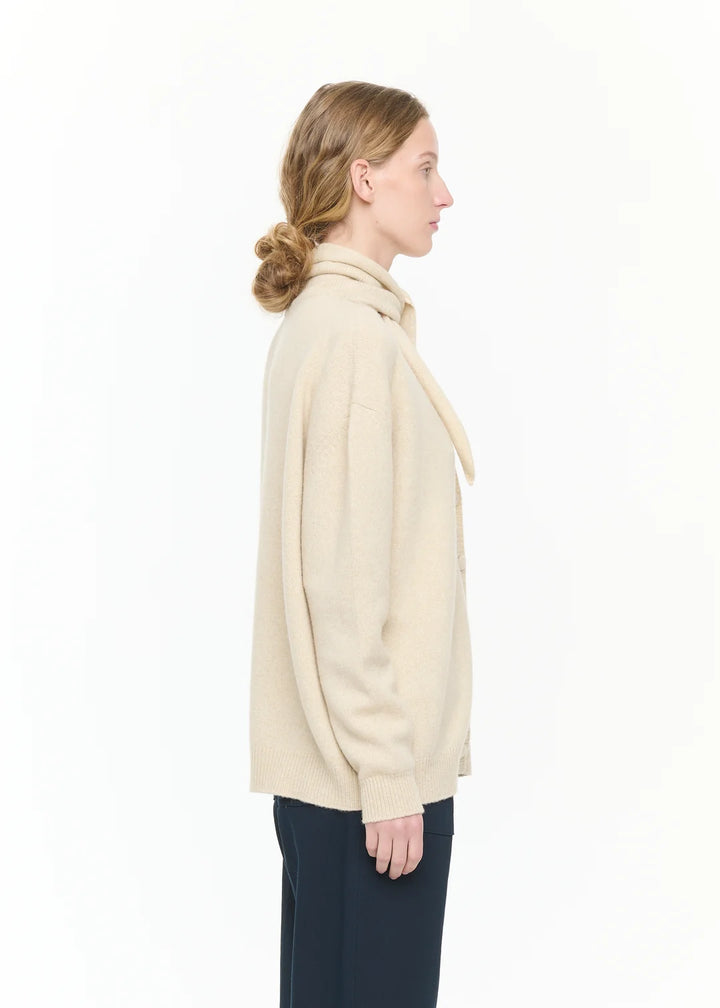 PLAN C CREME CARDIGAN WITH SHAWL