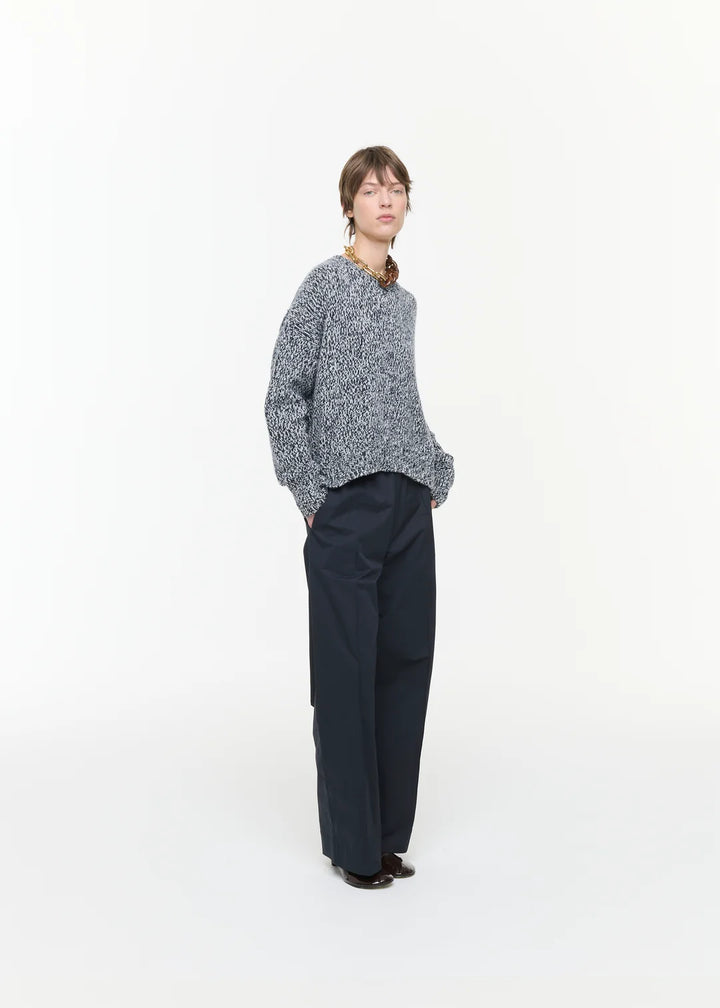 PLAN C ASYMETRIC MELANGE KNIT SWEATER