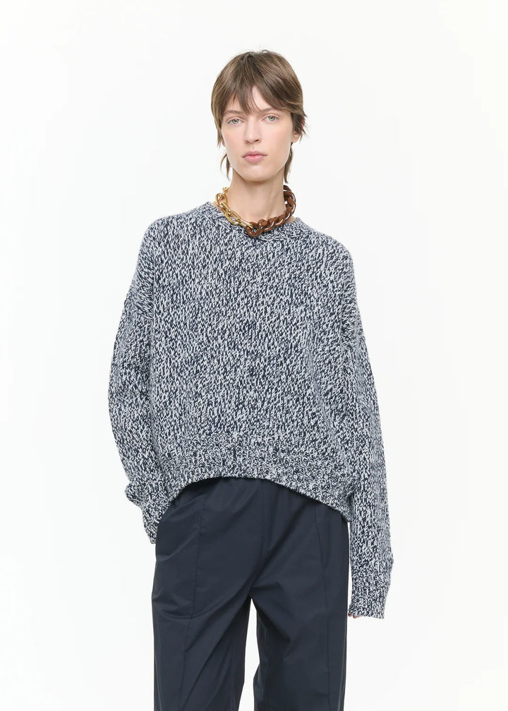 PLAN C ASYMETRIC MELANGE KNIT SWEATER