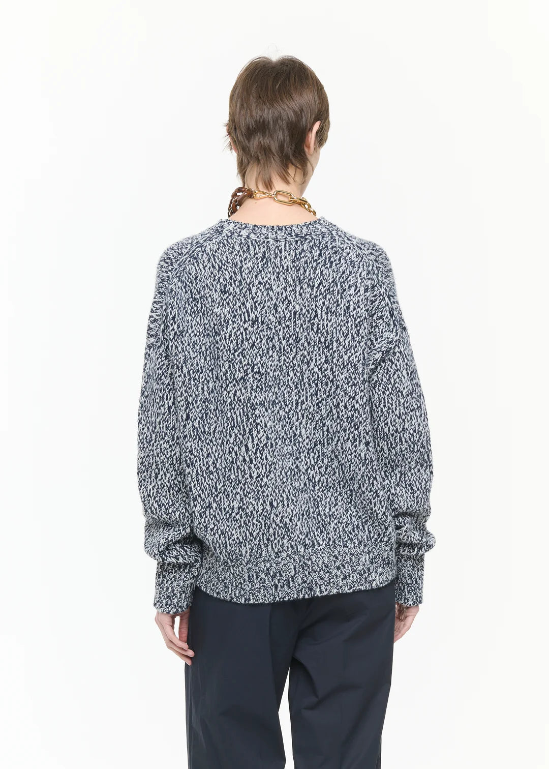 PLAN C ASYMETRIC MELANGE KNIT SWEATER