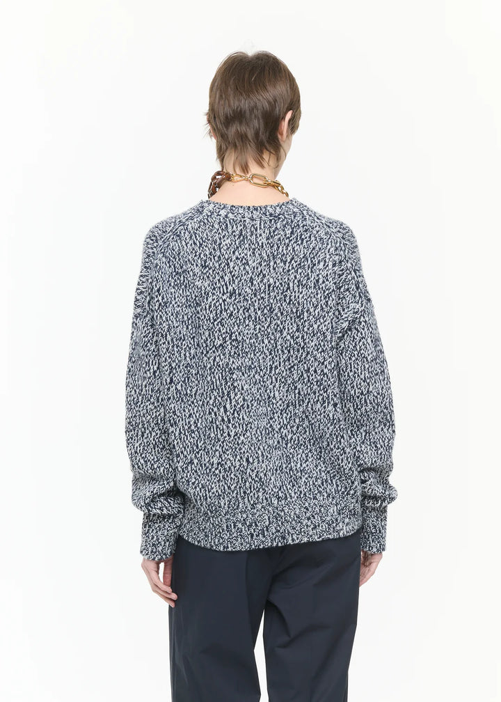 PLAN C ASYMETRIC MELANGE KNIT SWEATER
