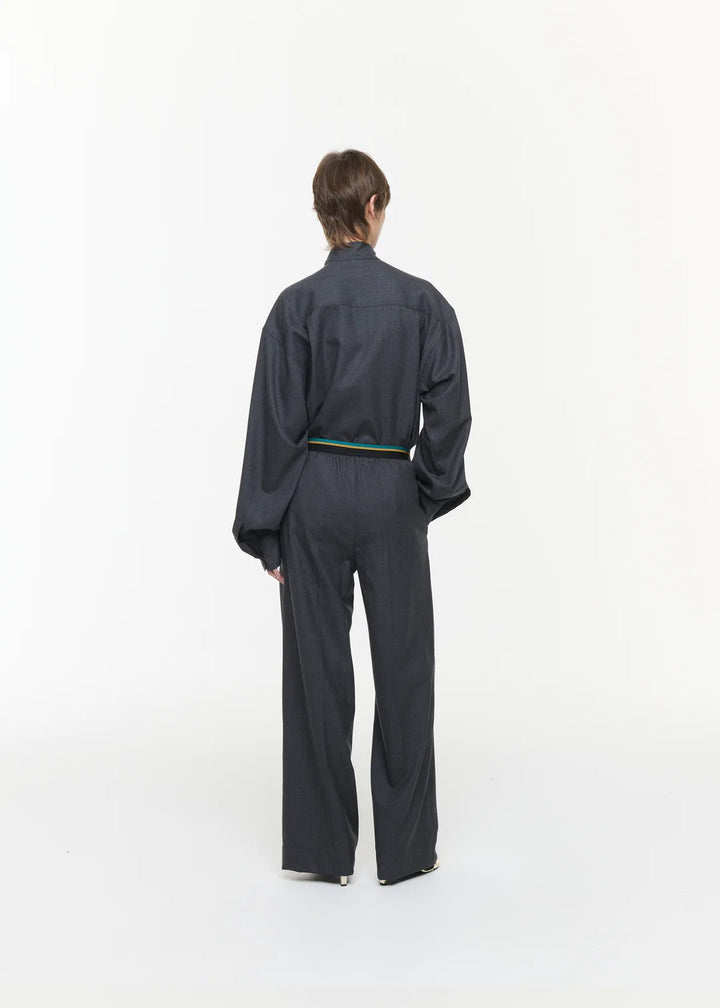PLAN C MELANGE WOOL TWILL TROUSERS