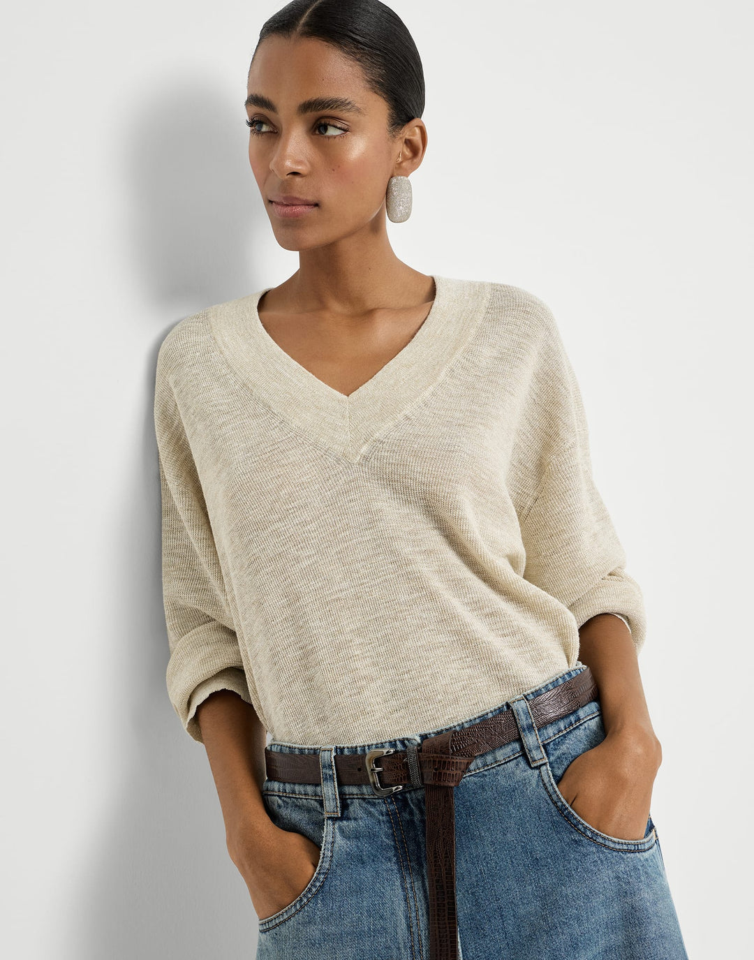 BRUNELLO CUCINELLI SPARKLING LINEN SWEATER