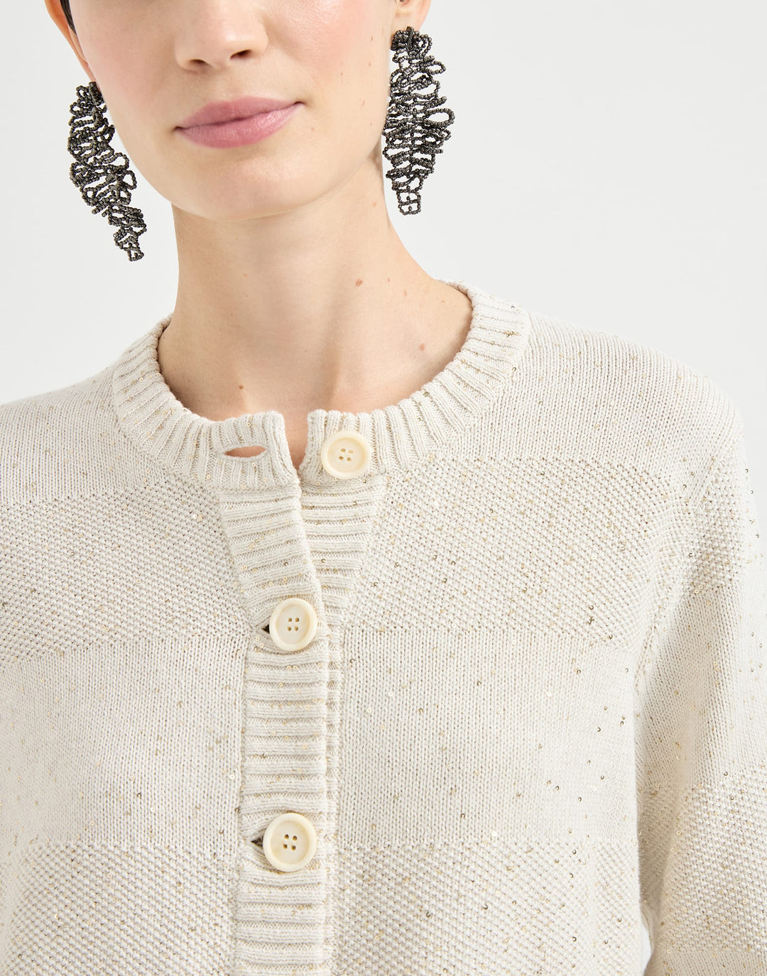 BRUNELLO CUCINELLO CARDIGAN WITH DAZZLING STRIPES