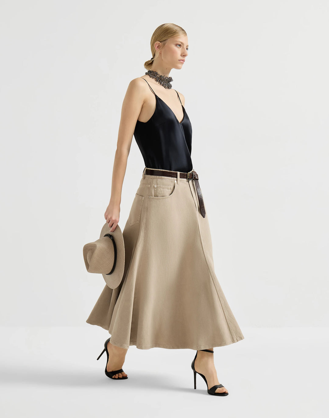 BRUNELLO CUCINELLI FIVE POCKET FLARED SKIRT