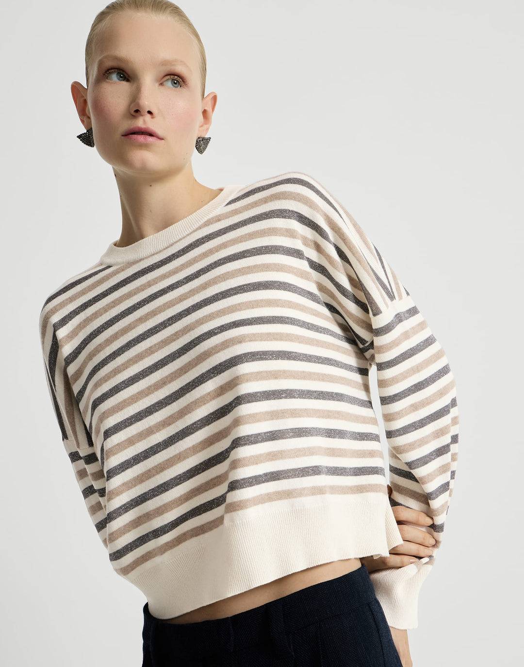BRUNELLO CUCINELLI SPARKLING STRIPES SWEATER