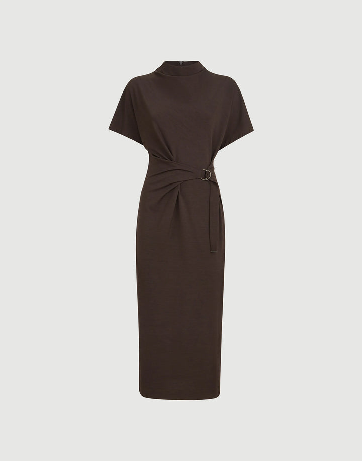 BRUNELLO CUCINELLI JERSEY WRAP BELT DRESS