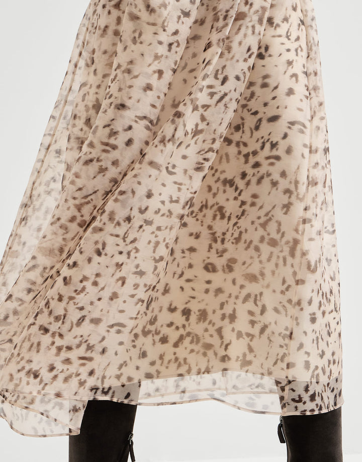 BRUNELLO CUCINELLI LYNX PRINT ORGANZA SKIRT