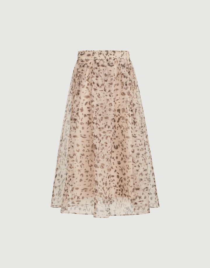 BRUNELLO CUCINELLI LYNX PRINT ORGANZA SKIRT