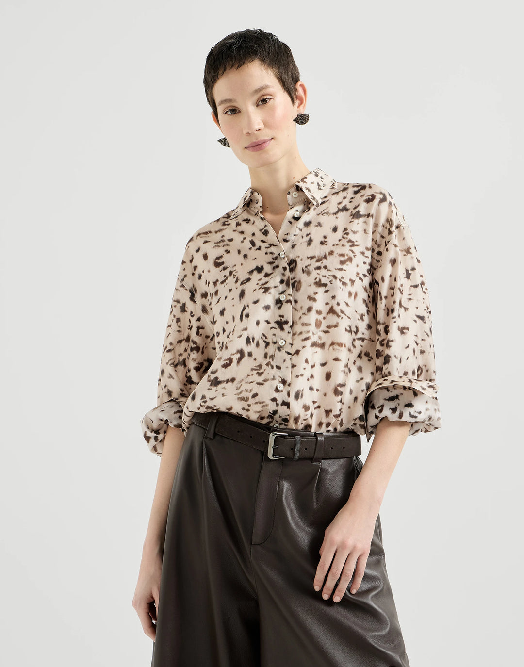 BRUNELLO CUCINELLI PRINT SILK SHIRT