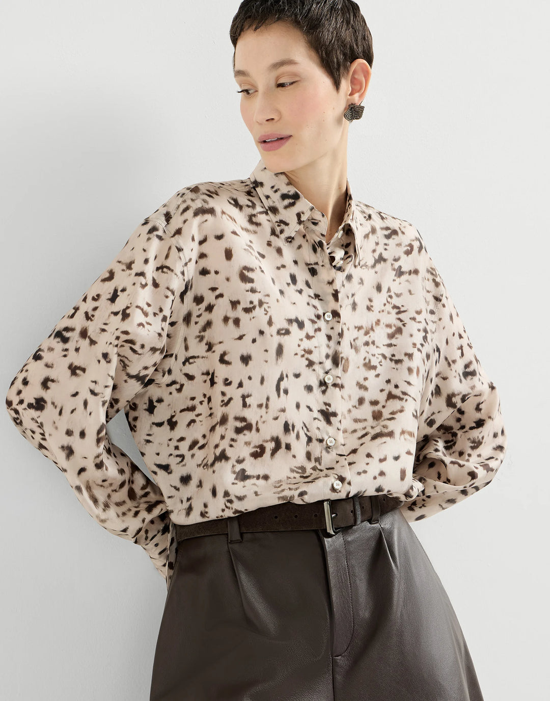 BRUNELLO CUCINELLI PRINT SILK SHIRT