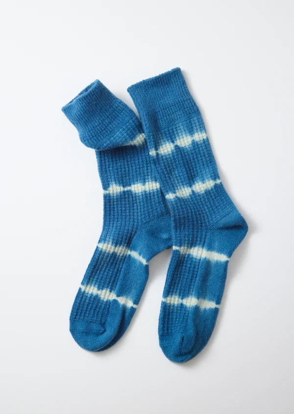 ROTOTO AIZOME INDIGO COTTON WOOL WAFFLE SOCKS