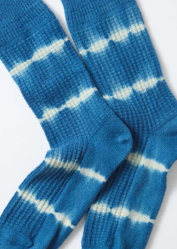 ROTOTO AIZOME INDIGO COTTON WOOL WAFFLE SOCKS
