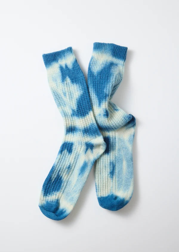 ROTOTO AIZOME INDIGO COTTON WOOL WAFFLE SOCKS