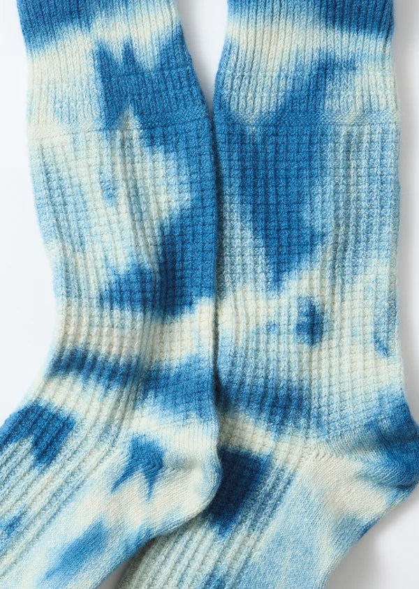 ROTOTO AIZOME INDIGO COTTON WOOL WAFFLE SOCKS