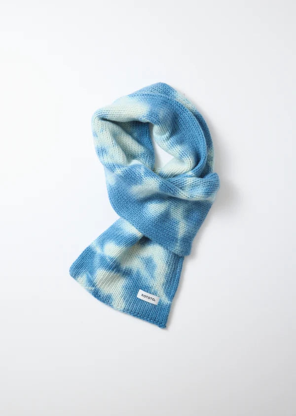 ROTOTO AIZOME INDIGO HANMO WOOL CHUNKY SHORT SCARF
