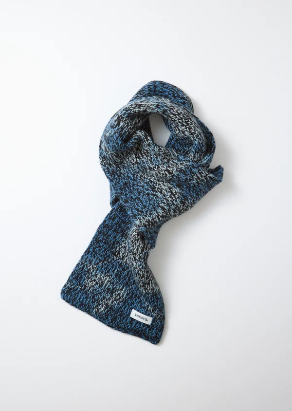 ROTOTO AIZOME INDIGO HANMO WOOL CHUNKY SHORT SCARF