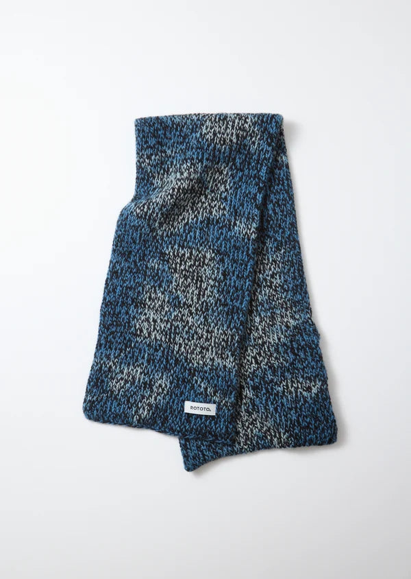 ROTOTO AIZOME INDIGO HANMO WOOL CHUNKY SHORT SCARF