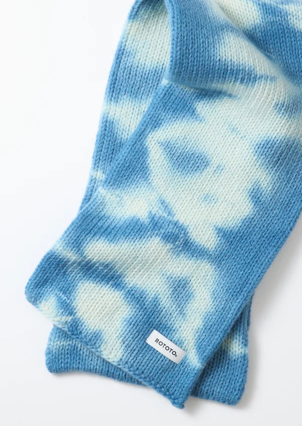 ROTOTO AIZOME INDIGO HANMO WOOL CHUNKY SHORT SCARF