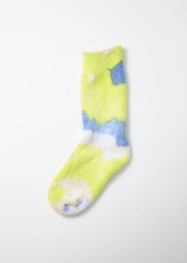 ROTOTO Tie Dye Pile Socks in lime