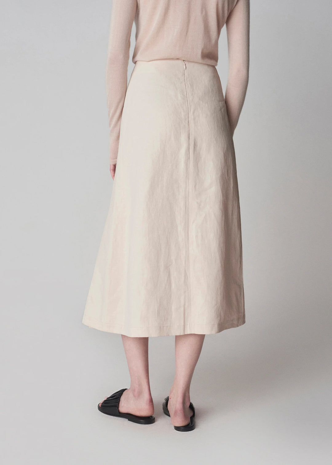 CO COLLECTION LINEN MIDI SKIRT IN PINK