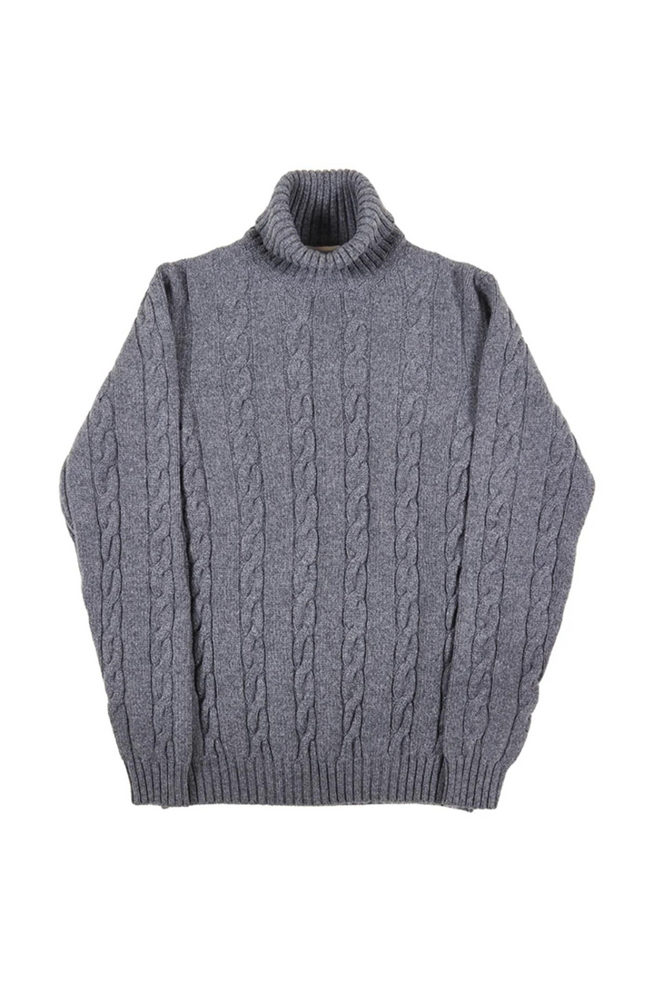 Luciano Barbera Charcoal Cableknit Turtleneck