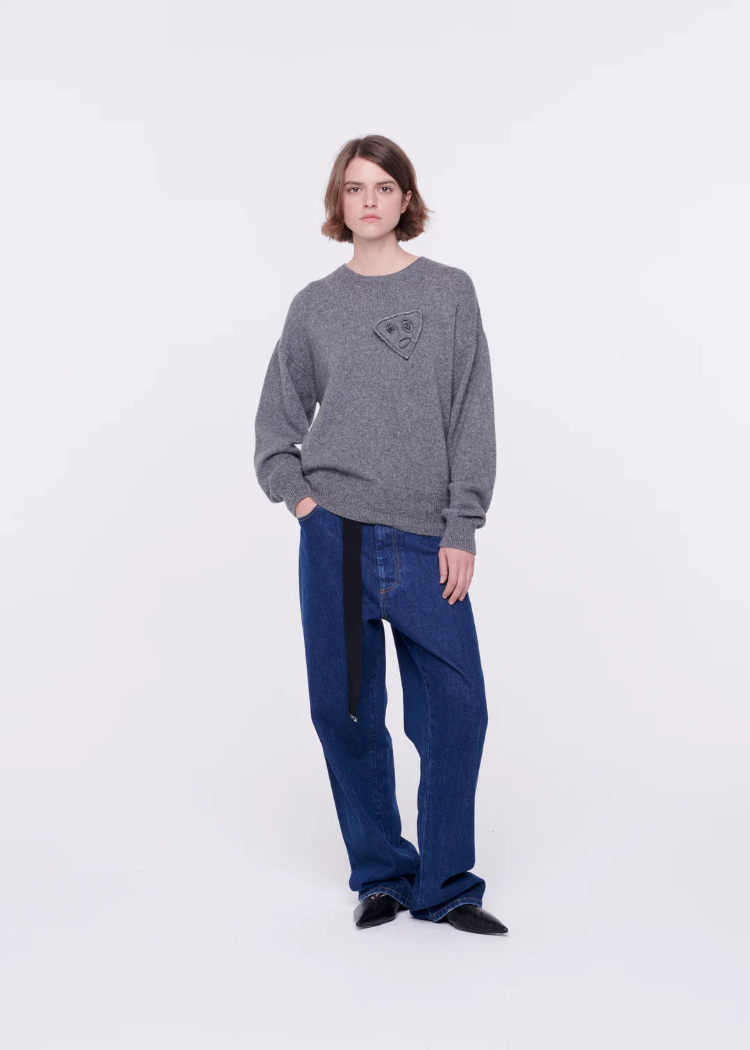 PLAN C GREY MERINO WOOL SWEATER