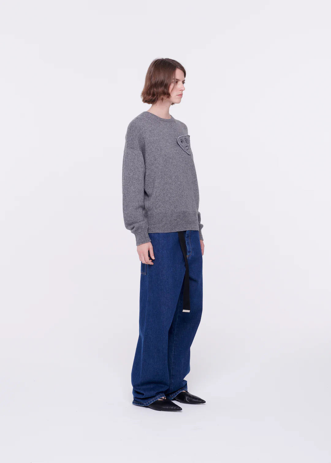 PLAN C GREY MERINO WOOL SWEATER