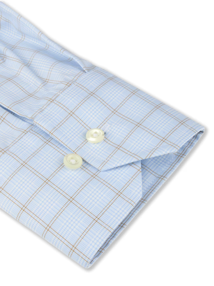 STENSTROMS LIGHT BLUE CHECKED TWILL SHIRT