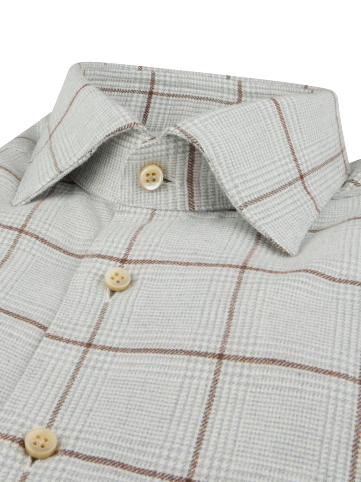 STENSTROMS LIGHT GREY CHECKED FLANNEL SHIRT