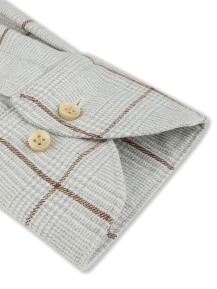 STENSTROMS LIGHT GREY CHECKED FLANNEL SHIRT