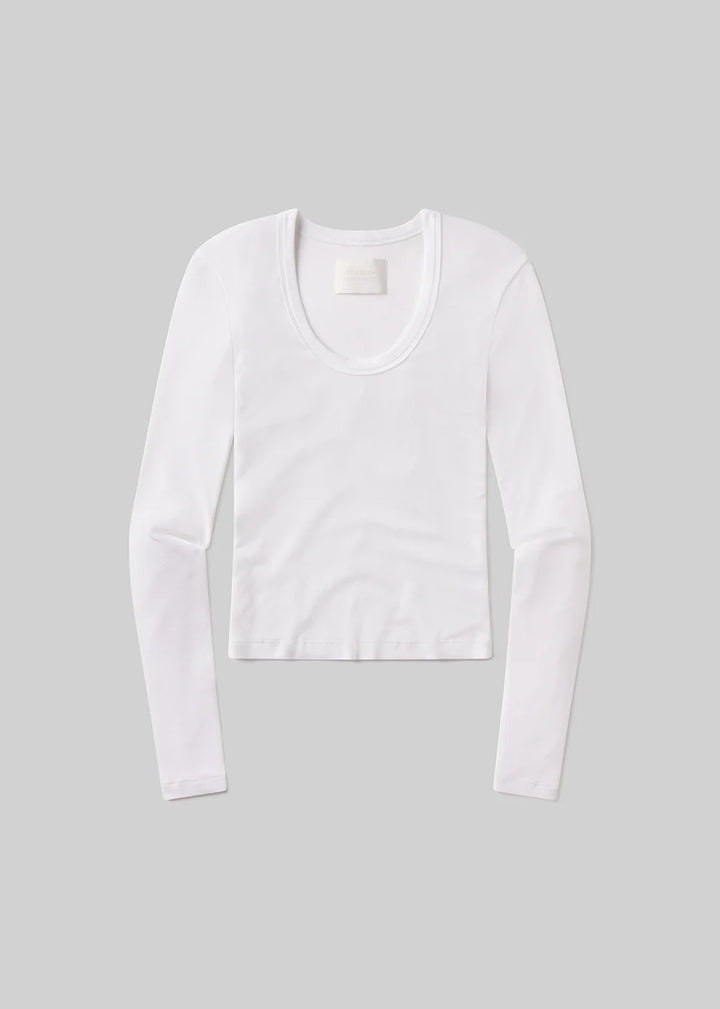 White long-sleeve shirt on a gray background