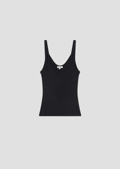 Black tank top on a light gray background